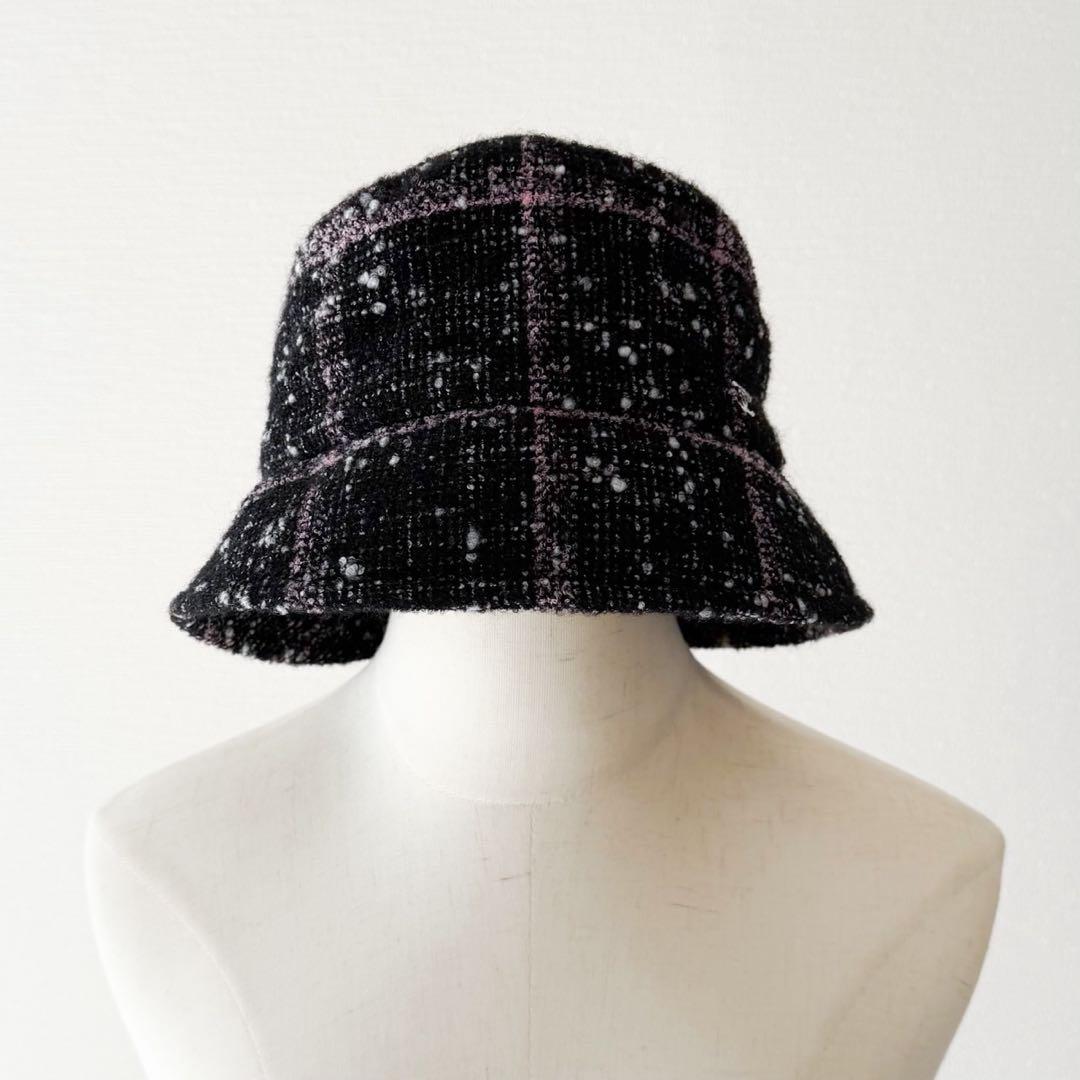 美品 CHANEL ツイードバケットハット ココマーク 近年モデル ブラック Ｍ