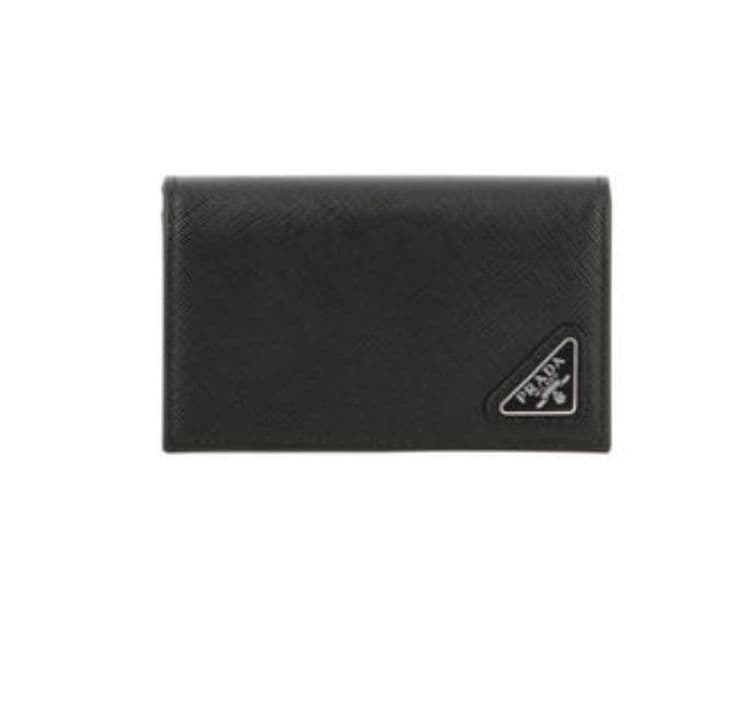PRADA ブラックレザー名刺入れ(サフィアーノ トライアングル)