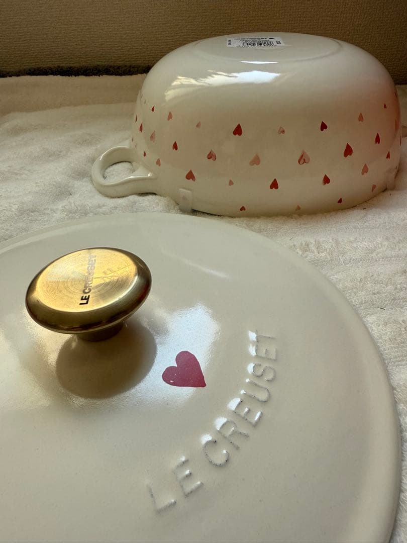 レア　LE CREUSET ハート柄 両手鍋　マルミット中黒