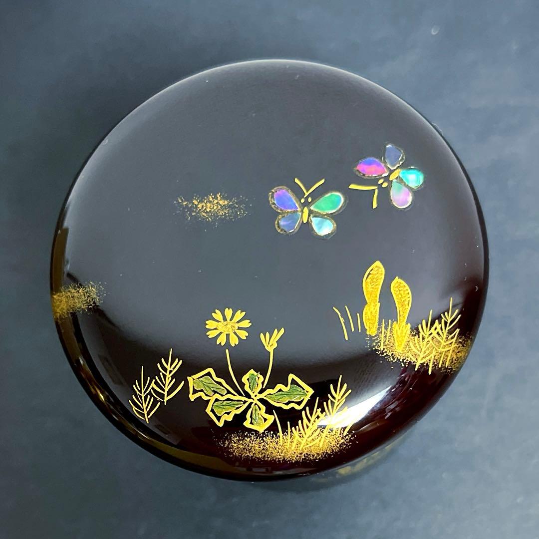 茶道具　茶入　金輪寺　春草に蝶蒔絵