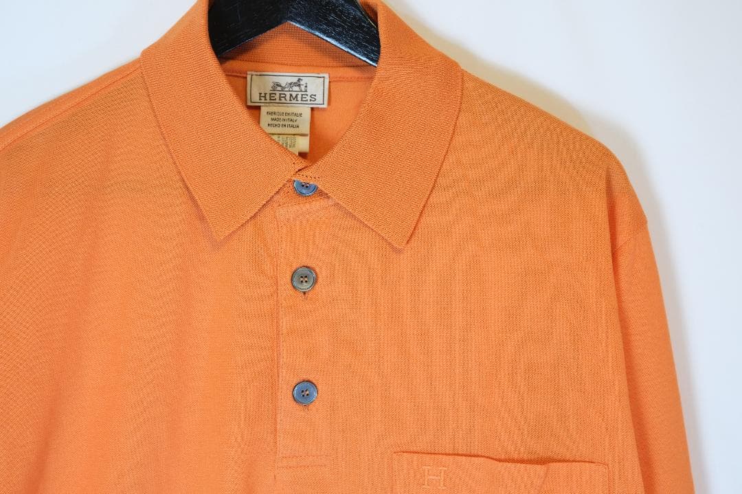 M340 HERMES ポロシャツ　Hロゴ　長袖　正規品 美品