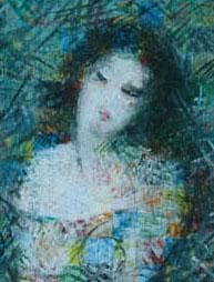 油絵 菅家令子 絵 絵画インテリア 額付(黒) uF6-010611 人物 女性