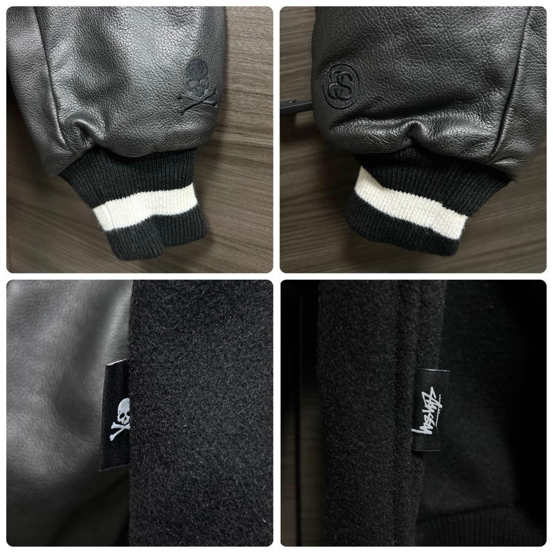 STUSSY mastermind スタジャン 袖レザー USA ブラック L