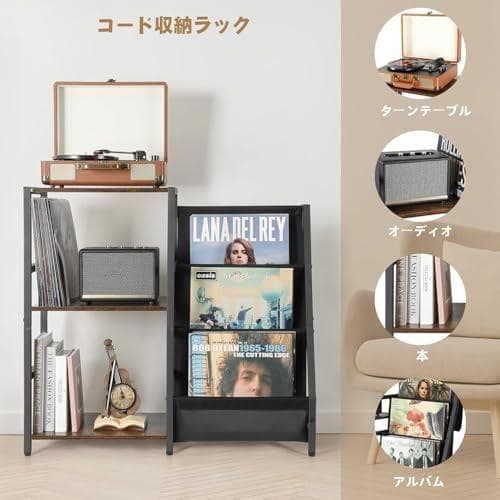 新品未開封 レコード収納ラック、3段レコードラック、200枚のレコードを収納でき