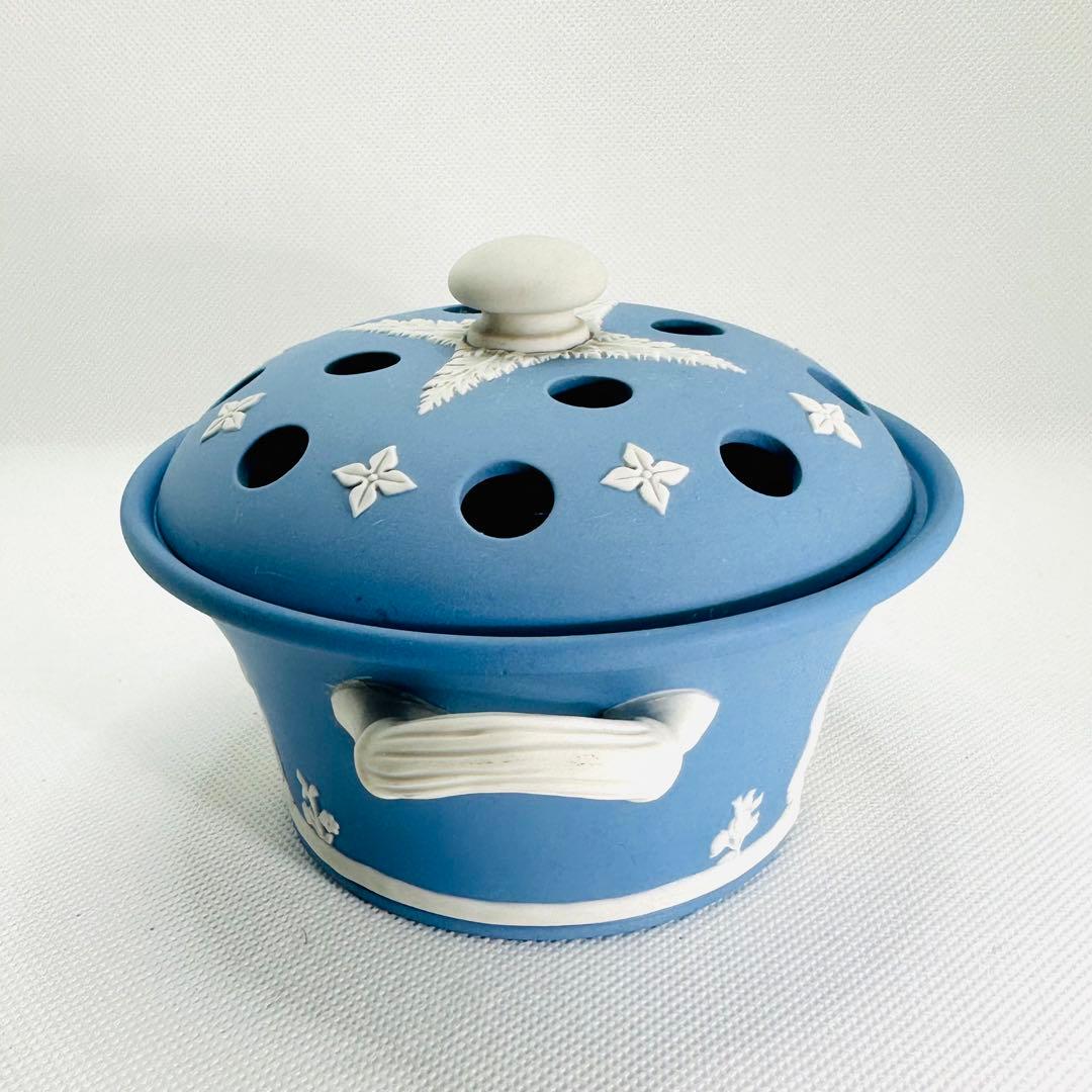  ウェッジウッド ジャスパー ポプリポット ペールブルー 蓋付き