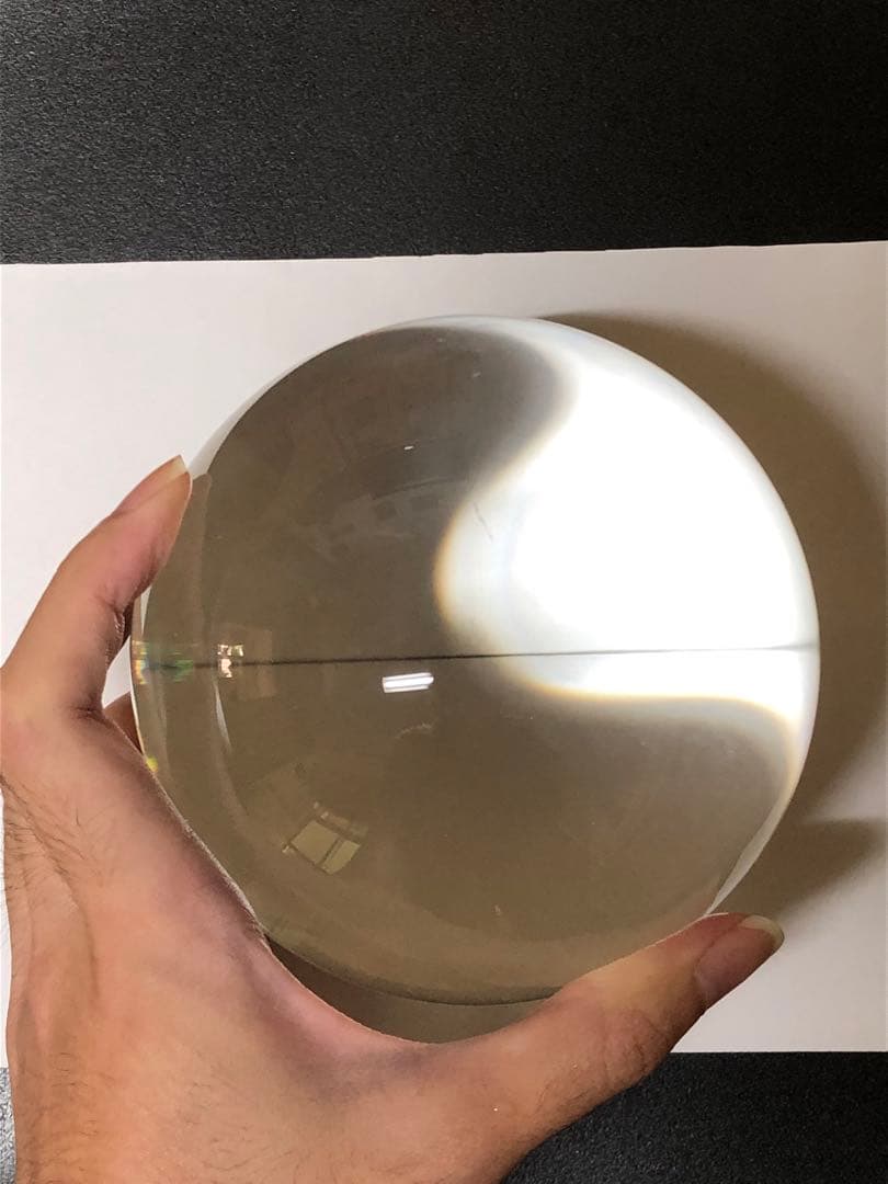 説明必読！台付き　水晶キズあり　丸玉　スフィア 約10.4センチ　【匿名配送】