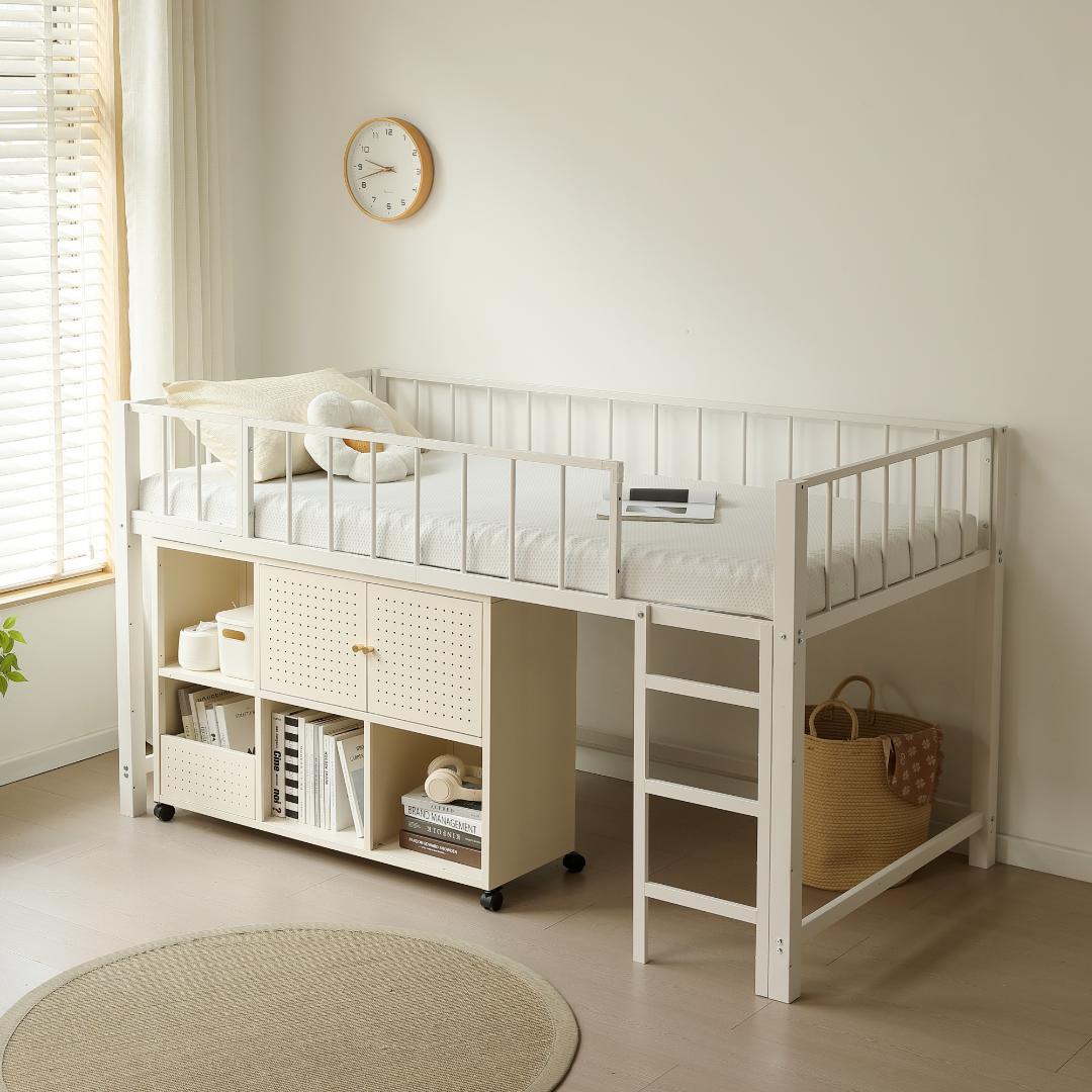 超人気！ロフトベッド パイプベッド シングル 高さ110cm White