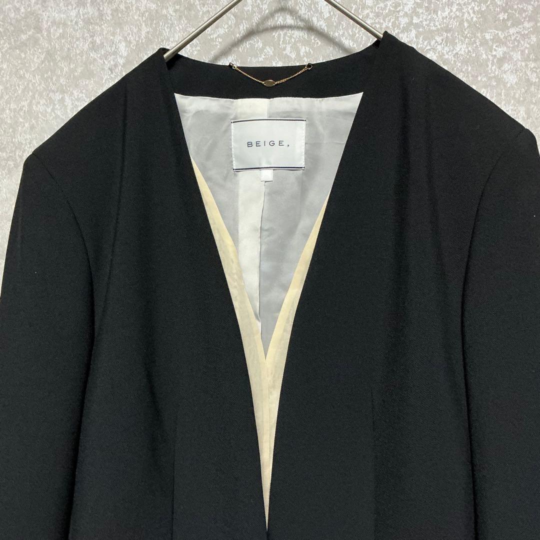 【美品】BEIGE CINDY ノーカラージャケット ブラック　M