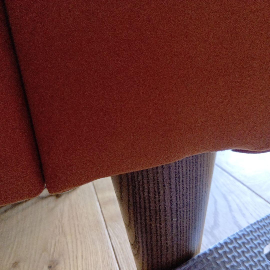 引き取り！　　キャメルオレンジ　大川家具　革ソファ