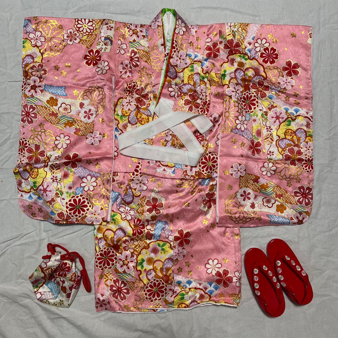 七五三　3歳　京都花ひめ　ピンク　被布　正絹　フルセット