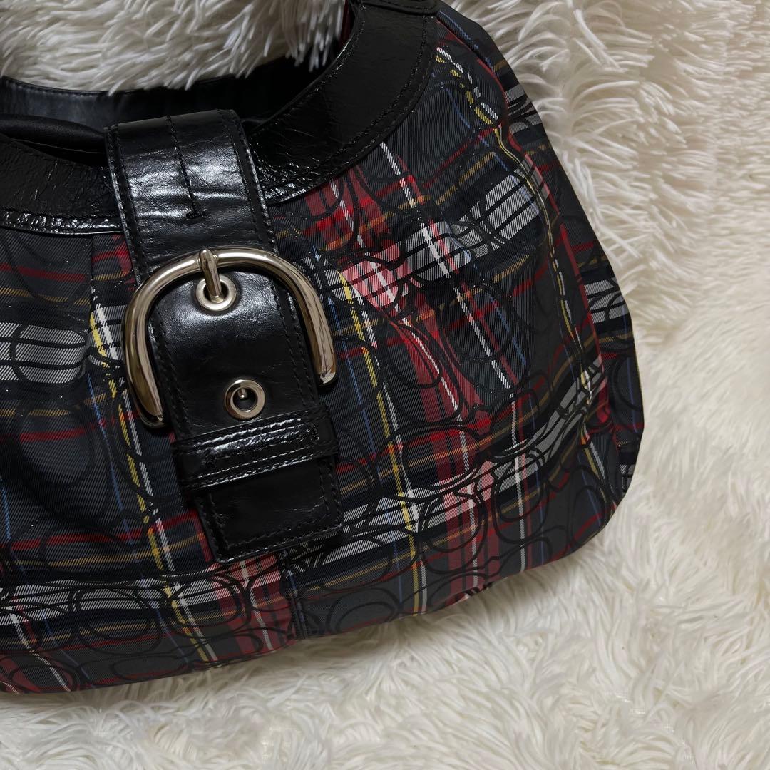 美品COACH ソーホー ワンショルダー シグネチャー チェック ベルト