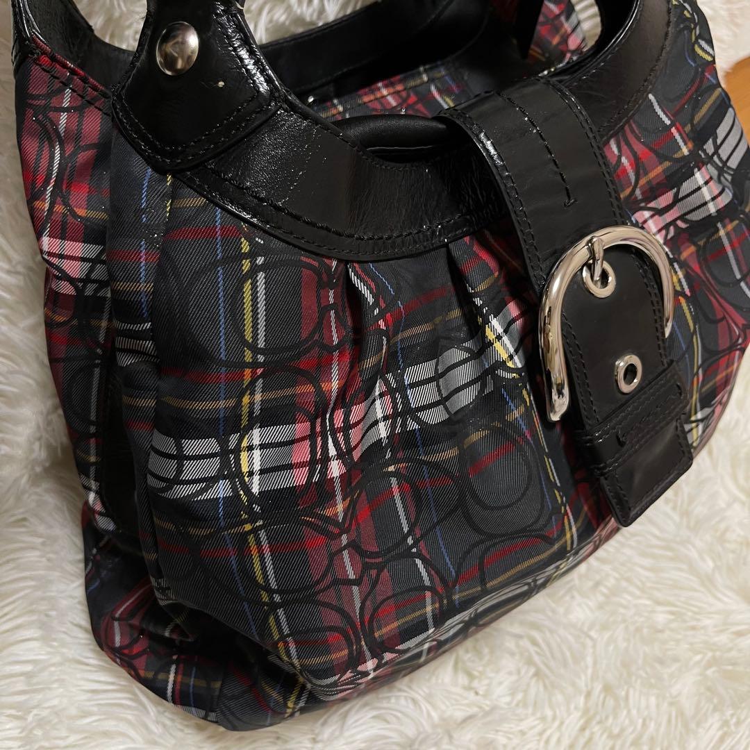 美品COACH ソーホー ワンショルダー シグネチャー チェック ベルト