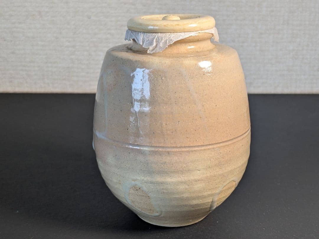 【個展出品作】【上作】朝日焼　松林豊斎　茶入　替え仕覆　定家緞子　黄地真田入間道