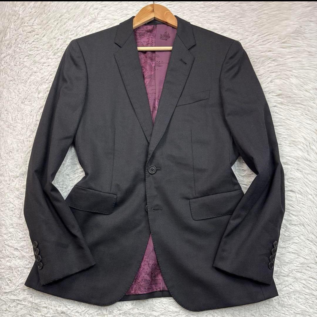 美品 ポールスミス セットアップ スーツ 総柄 地図柄 カシミヤ