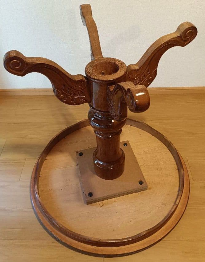 イタリア高級家具 象嵌細工 クラシックダイニングテーブル 80cm 猫脚