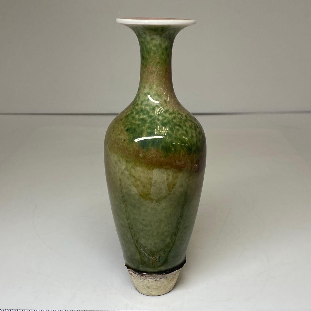 中国清時代 辰砂花瓶 h17cm 東キ7-1129☆2F トヒル