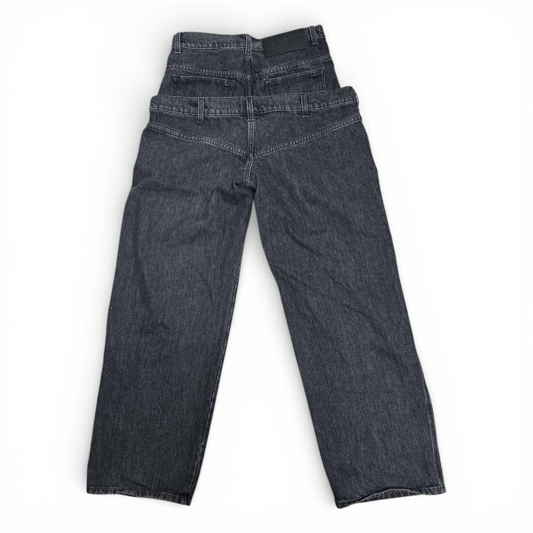 J.W.ANDERSON ダブルウエストデニムパンツ 28 ブラック