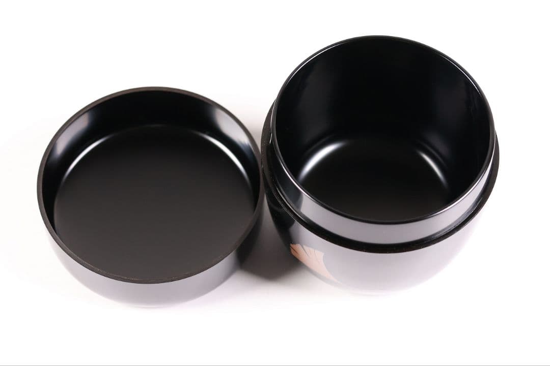 茶道具 山中塗蒔絵師 谷口博山 まどか幼稚園章蒔絵 銀杏 中棗 木製【CM338