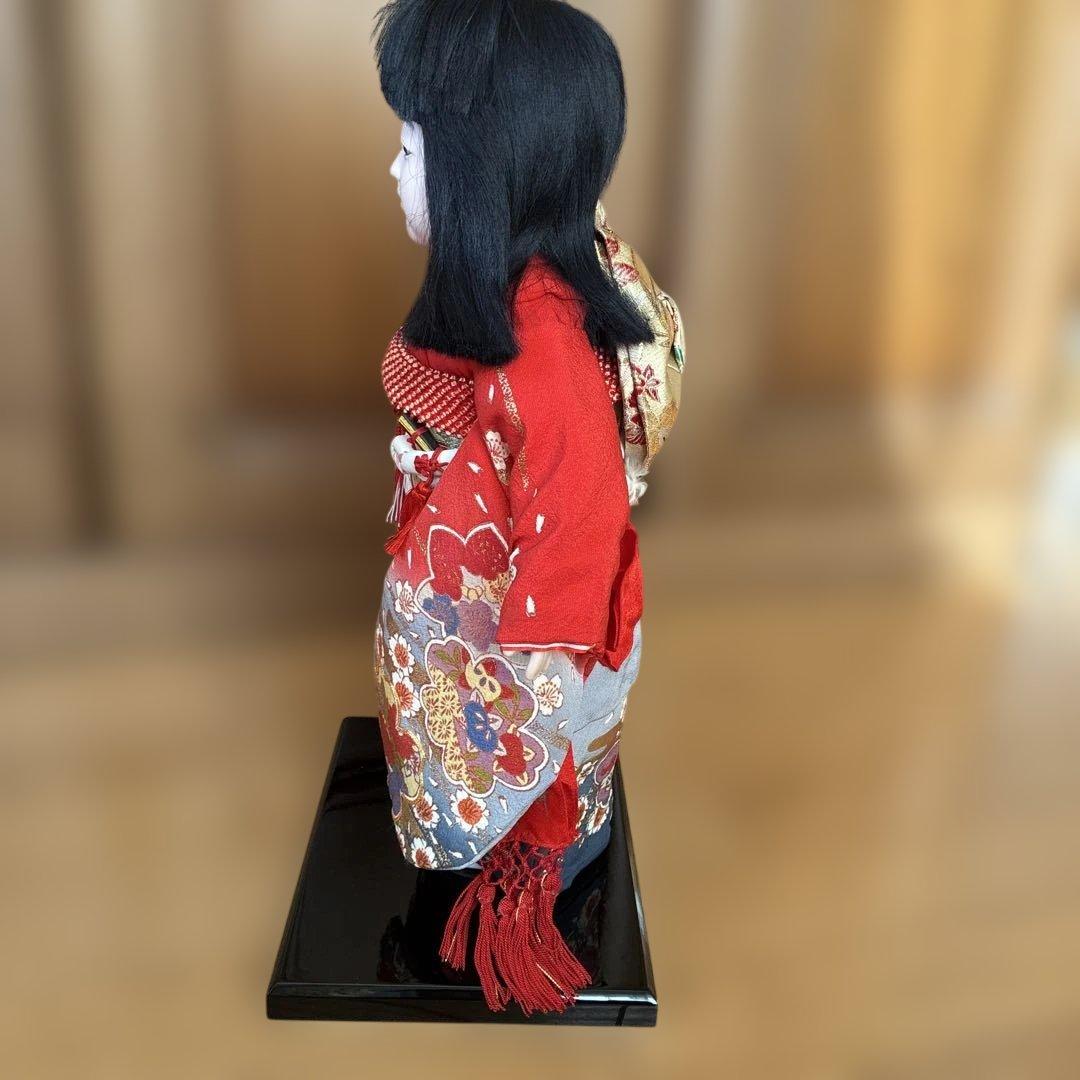 市松人形 赤い花柄　［松乾斎東光作］