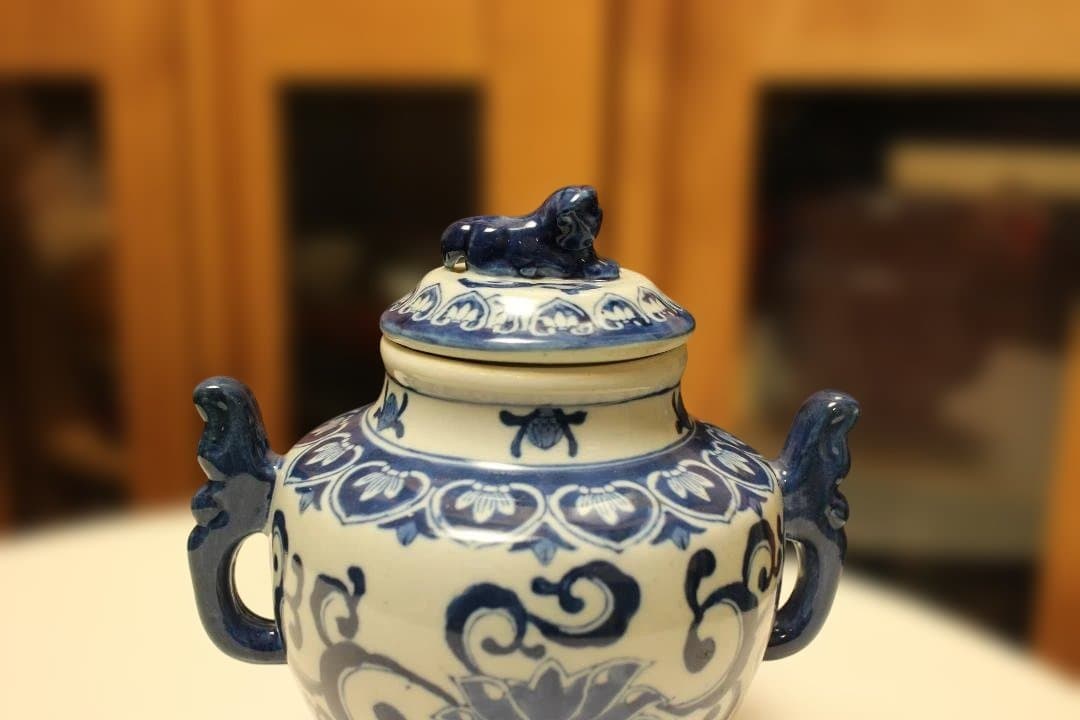 染付　　香炉　花瓶　壺　中国　乾隆年製　唐物
