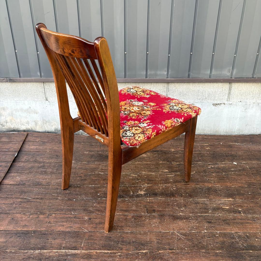 B4② 昭和レトロ アイエフ家具 木製 花柄ダイニングチェア ビンテージ 古家具