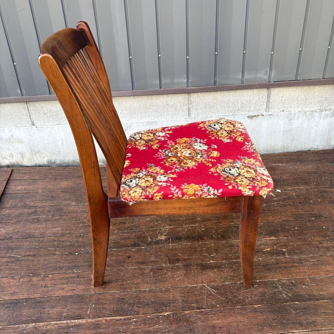 B4② 昭和レトロ アイエフ家具 木製 花柄ダイニングチェア ビンテージ 古家具