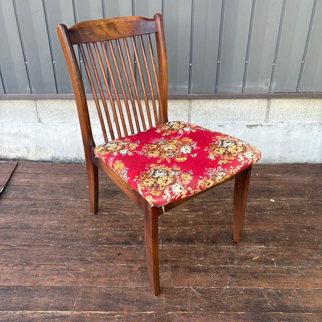 B4② 昭和レトロ アイエフ家具 木製 花柄ダイニングチェア ビンテージ 古家具