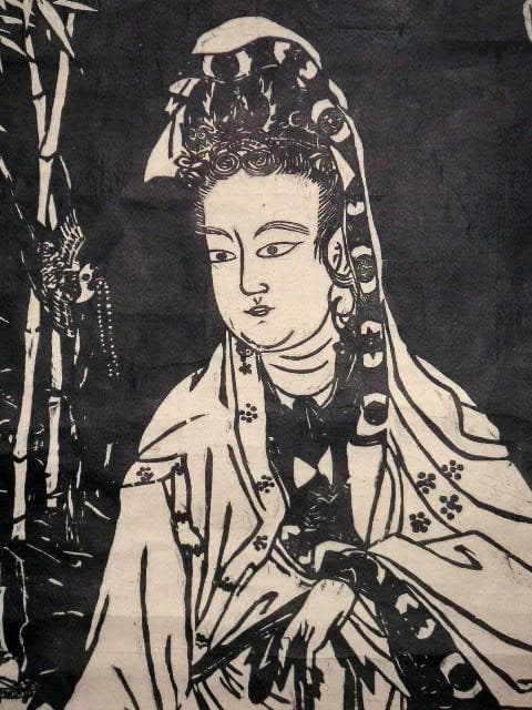 ♥掛軸　拓本　慈航普渡図　観音像　掛け軸　骨董品