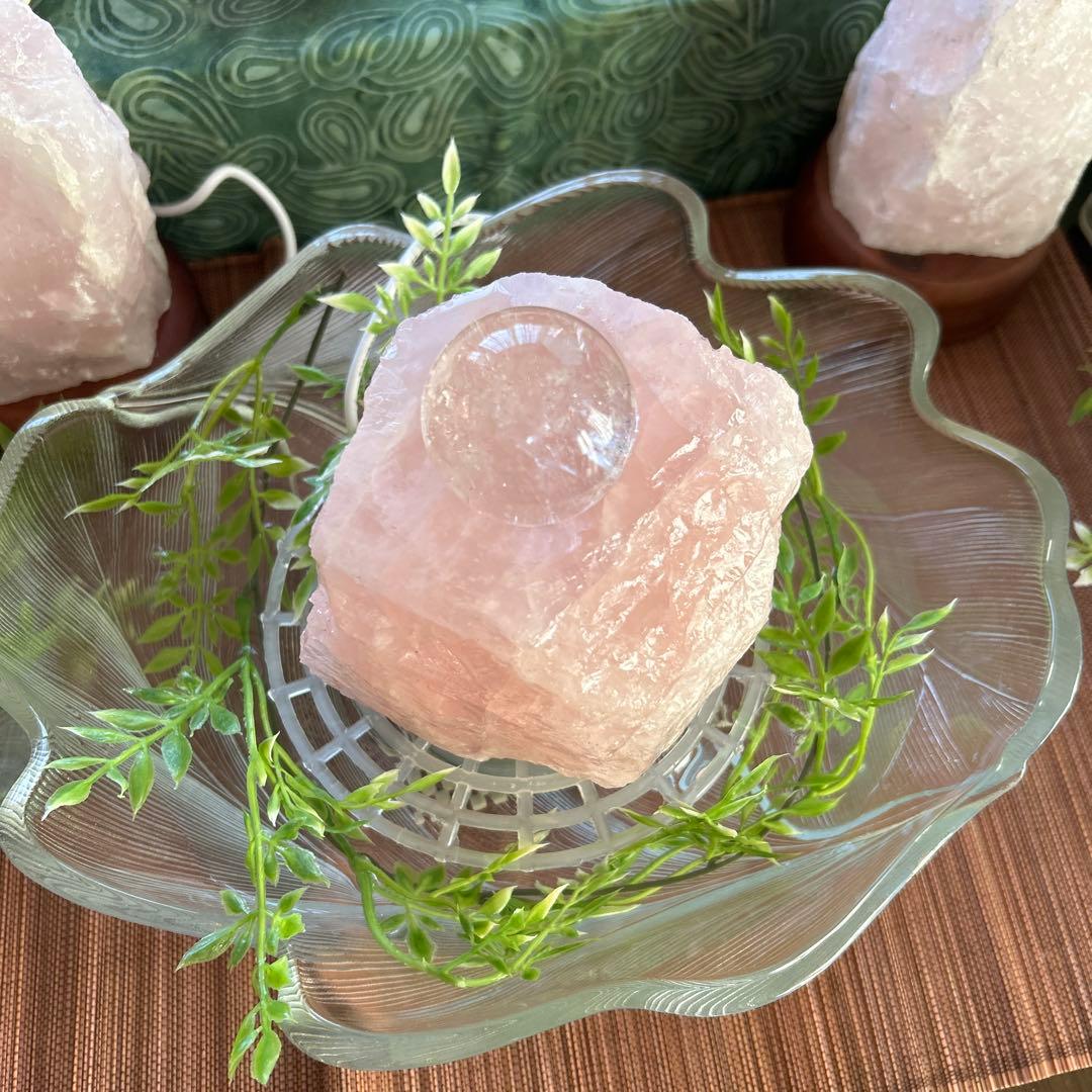 ✨破格✨絶品‼️ローズクオーツ☆噴水☆天然石☆ファウンテン☆秘蔵品☆高さ19㎝⭐︎