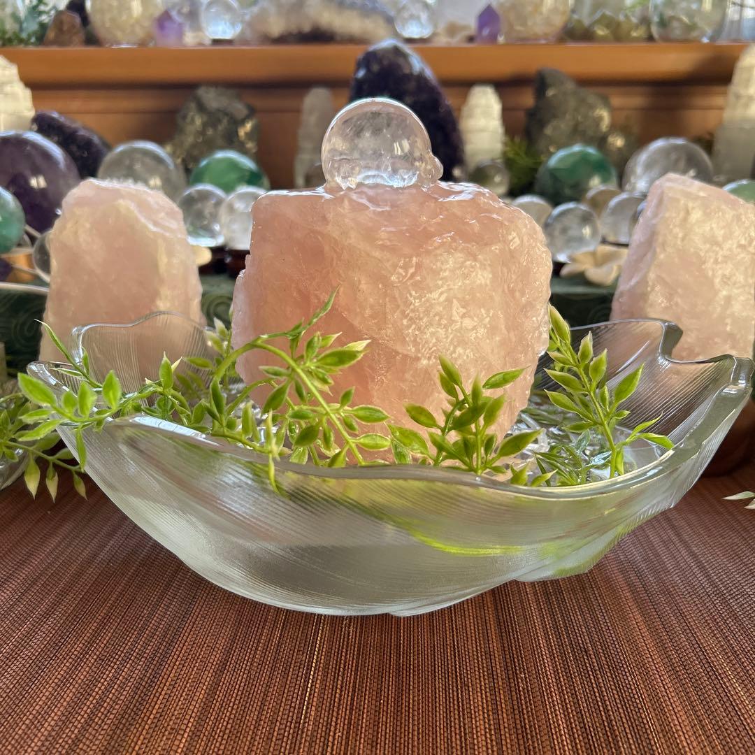✨破格✨絶品‼️ローズクオーツ☆噴水☆天然石☆ファウンテン☆秘蔵品☆高さ19㎝⭐︎