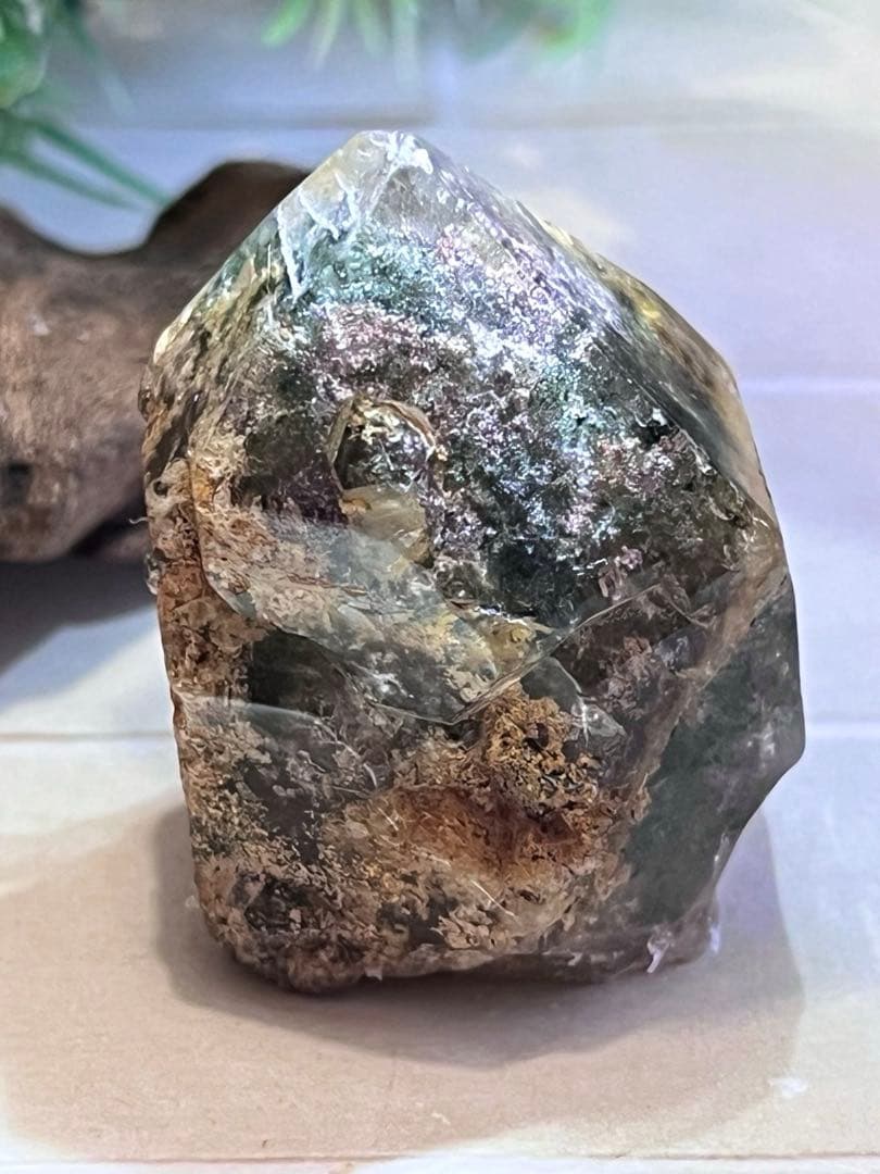 原生林のガーデンクォーツ✴︎　ポリッシュ　ポイント　苔入り水晶　クリスタル　原石
