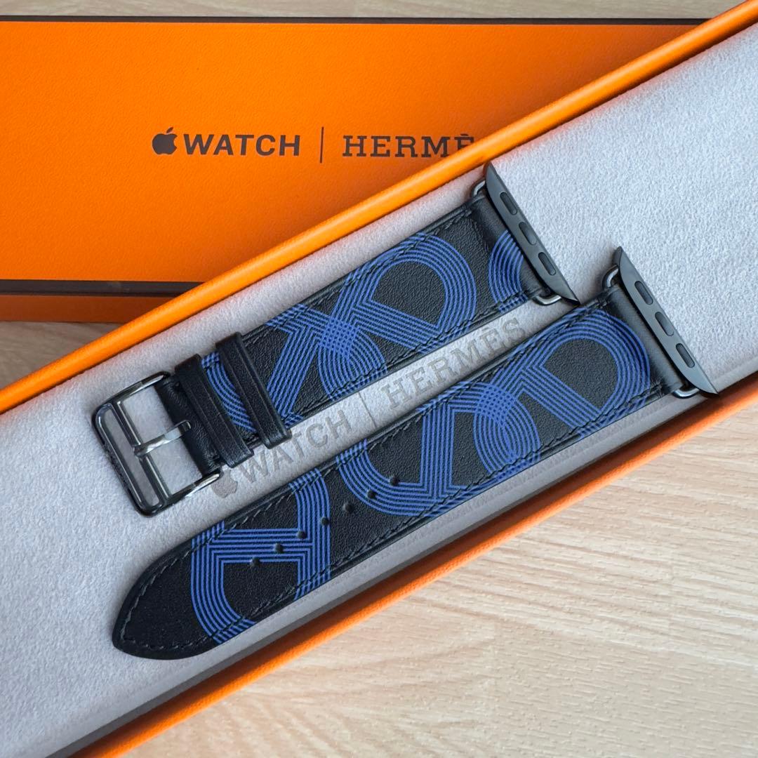 1777 Apple Watch エルメス　サーキット　ブルー　ブラック　レザー