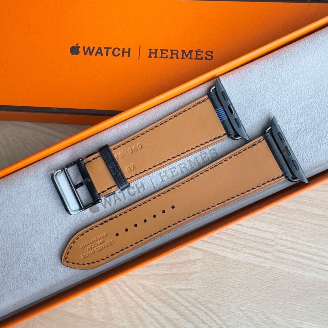 1777 Apple Watch エルメス　サーキット　ブルー　ブラック　レザー