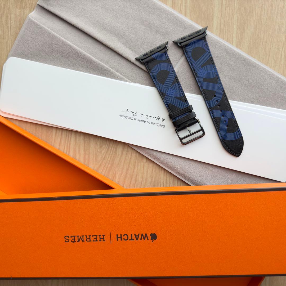 1777 Apple Watch エルメス　サーキット　ブルー　ブラック　レザー