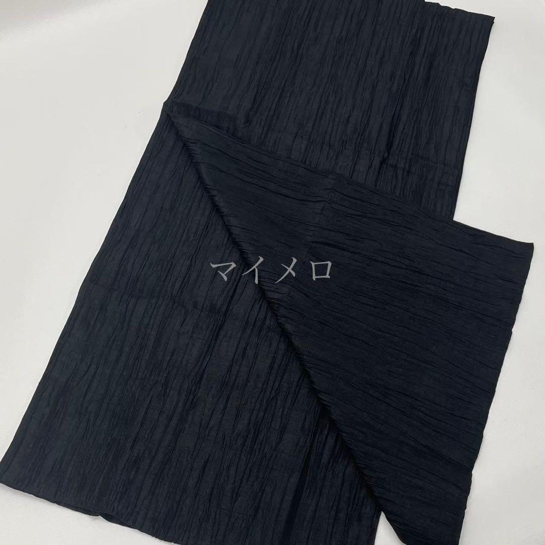 浴衣　綿麻　粋な夏着物　縦縞　黒　兵児帯　プリーツ　2点　0728①