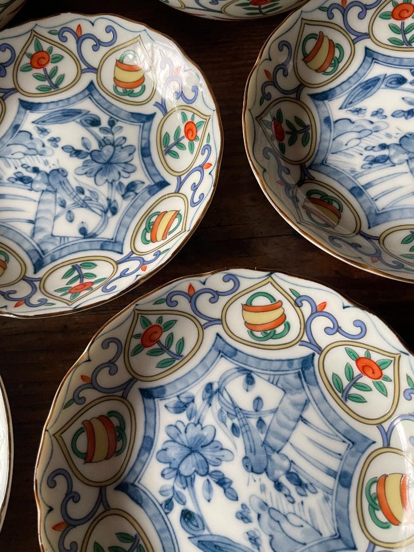 蒙古焼 藍窯 木棚付 中鉢 小皿 箸置 各5客 醤油差し1客セット新品 未使用