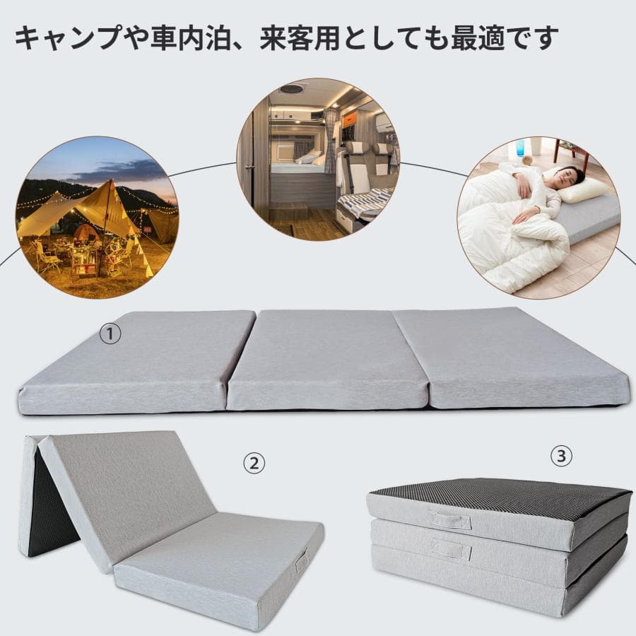 マットレス 三つ折りマットレス 2層高反発 極厚10cm シングル 折りたたみ