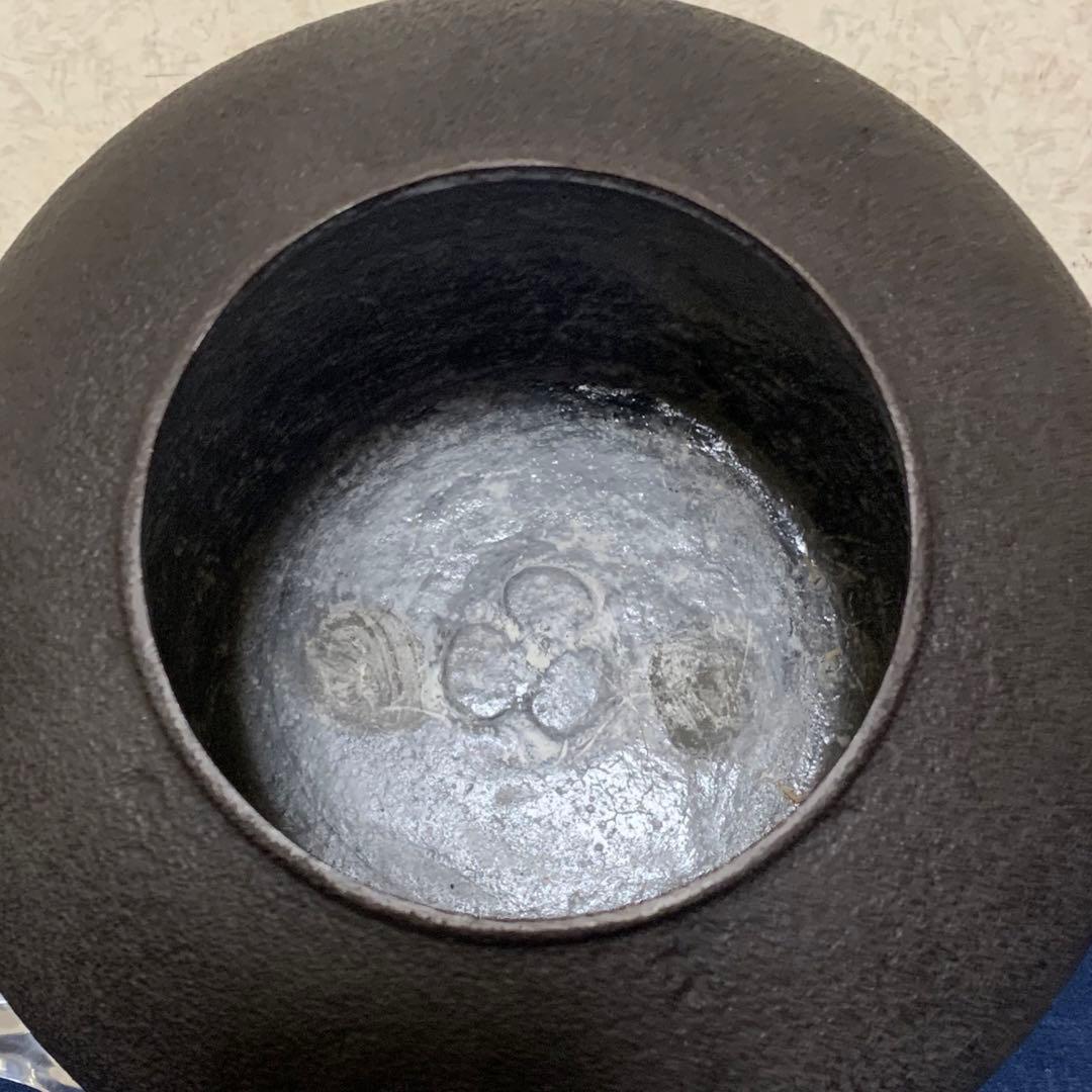 未使用 風炉 茶釜 電熱器 本焼斑唐銅鬼面風炉 野々田製電熱器 敷板 茶道具