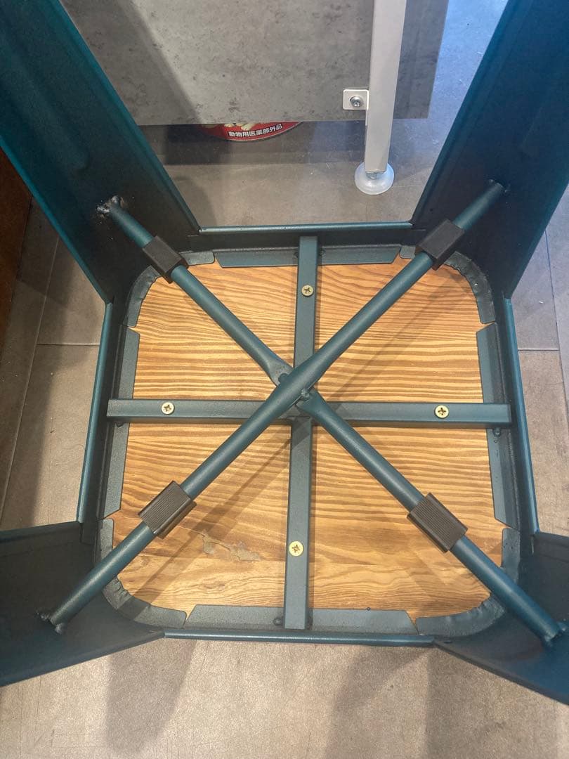 スチールちえティール色メタルウッドスツール