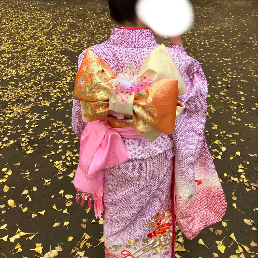 七五三　7歳　正絹　総絞り　着物　フルセット12点　女の子