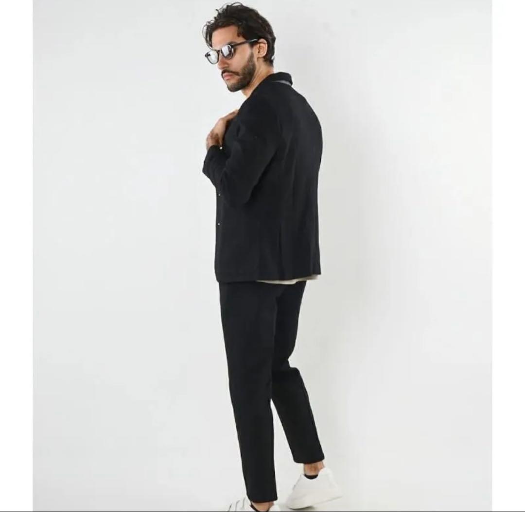 極美品 最大サイズ5L【ARMYRICH】ストレッチ パンツ スーツ セット 黒