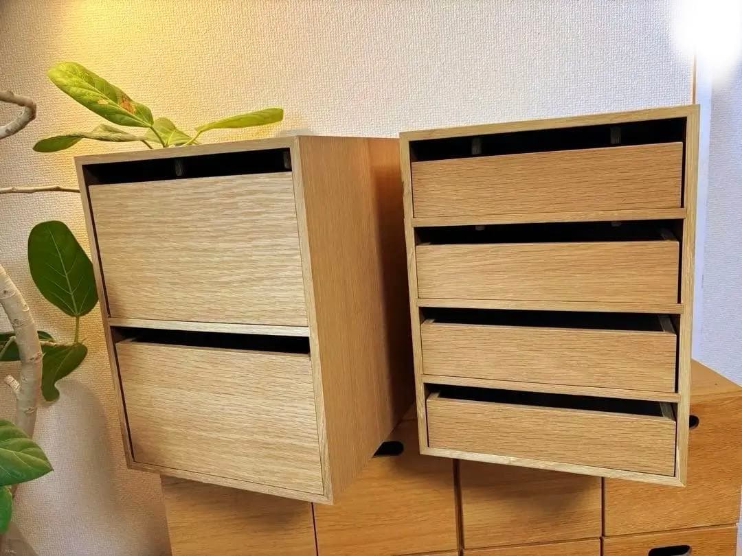 ☘️送料込⭐️美品⭐️２個セット⭐️廃盤希少⭐️無印良品⭐️木製収納ケース⭐️引出式4段 2段
