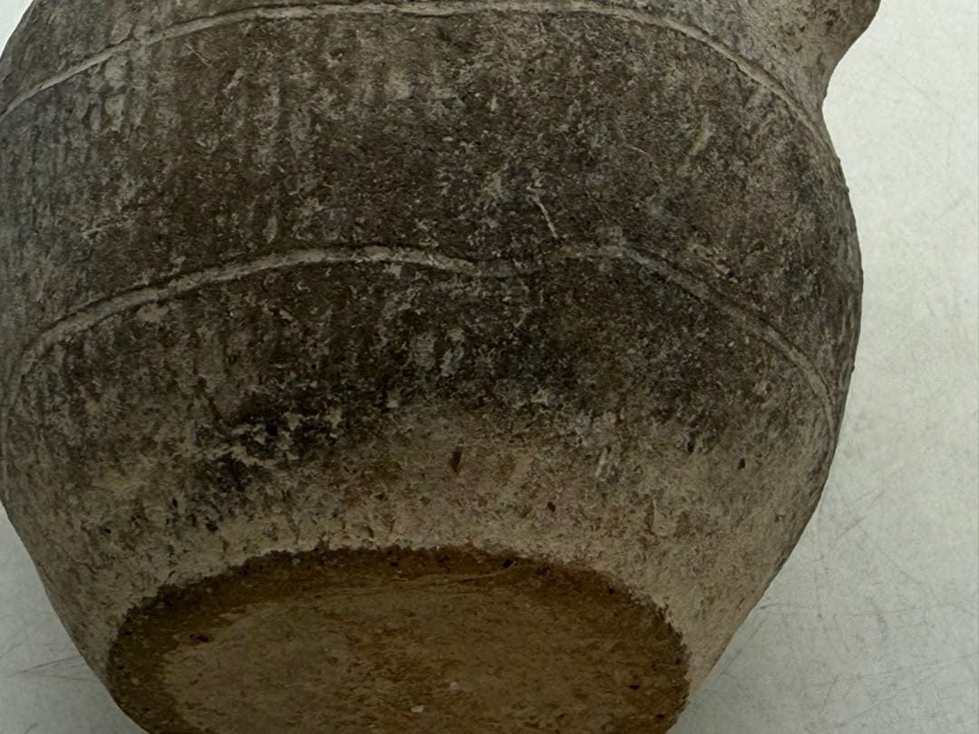 中国　古陶　きょうめん土器　雙耳壺　送料込み260202