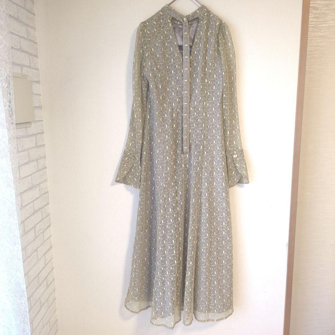 極美品 ANDRESD アンドレスド バックオープンジオメトリックドレス L