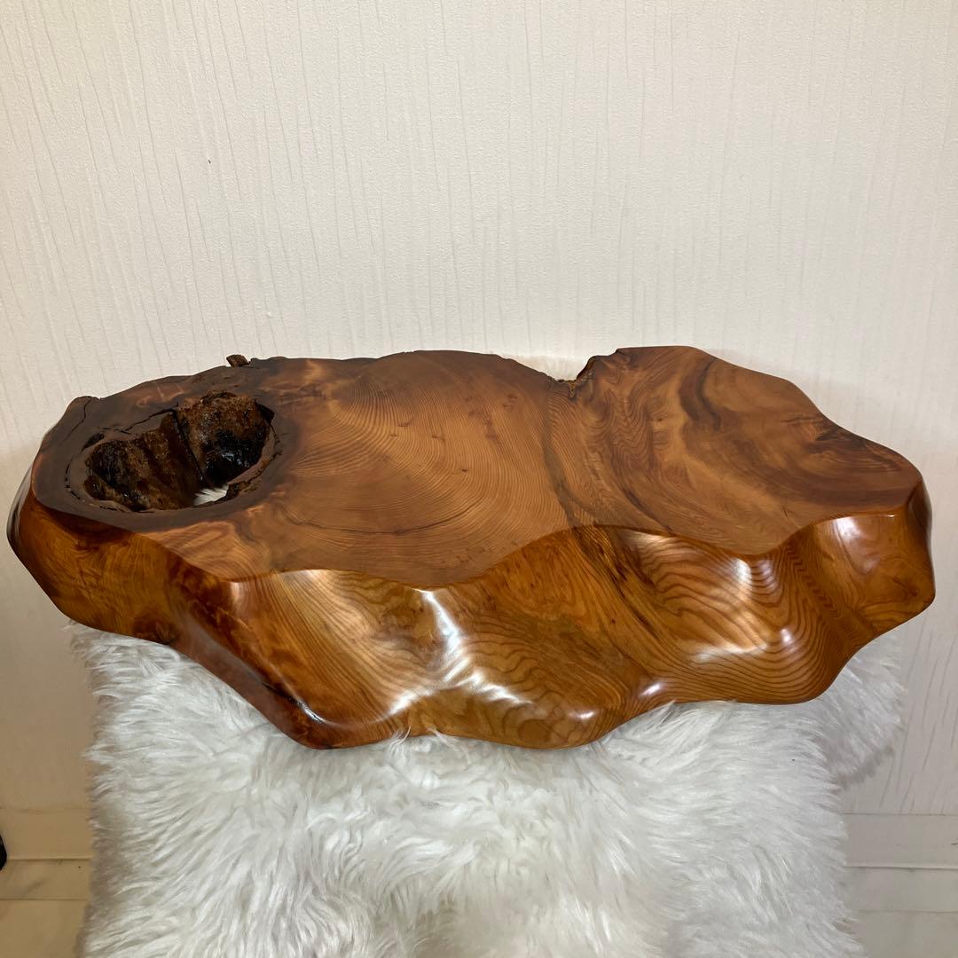 希少品　屋久杉飾り台　一枚板　屋久杉　置台　屋久杉工芸品　世界遺産　花台　刻印有
