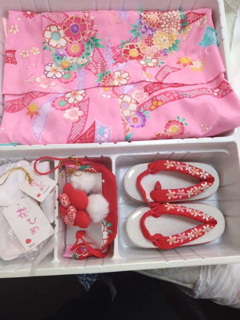 足袋、下駄は未使用！　きょうと花ひめ　七五三　3歳　女の子　セット　着物　被布
