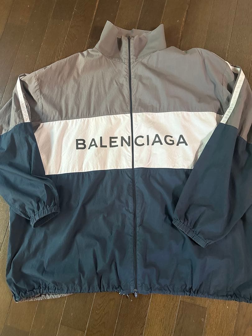 BALENCIAGA ナイロンジャケット グレー・ネイビー Lサイト最安値