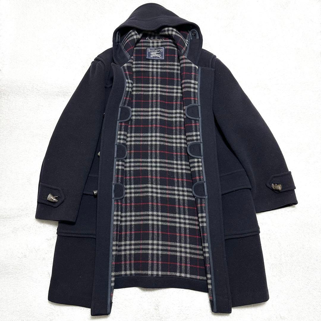 希少　Burberry ダッフルコート　ノバチェック　ネイビー　ウール