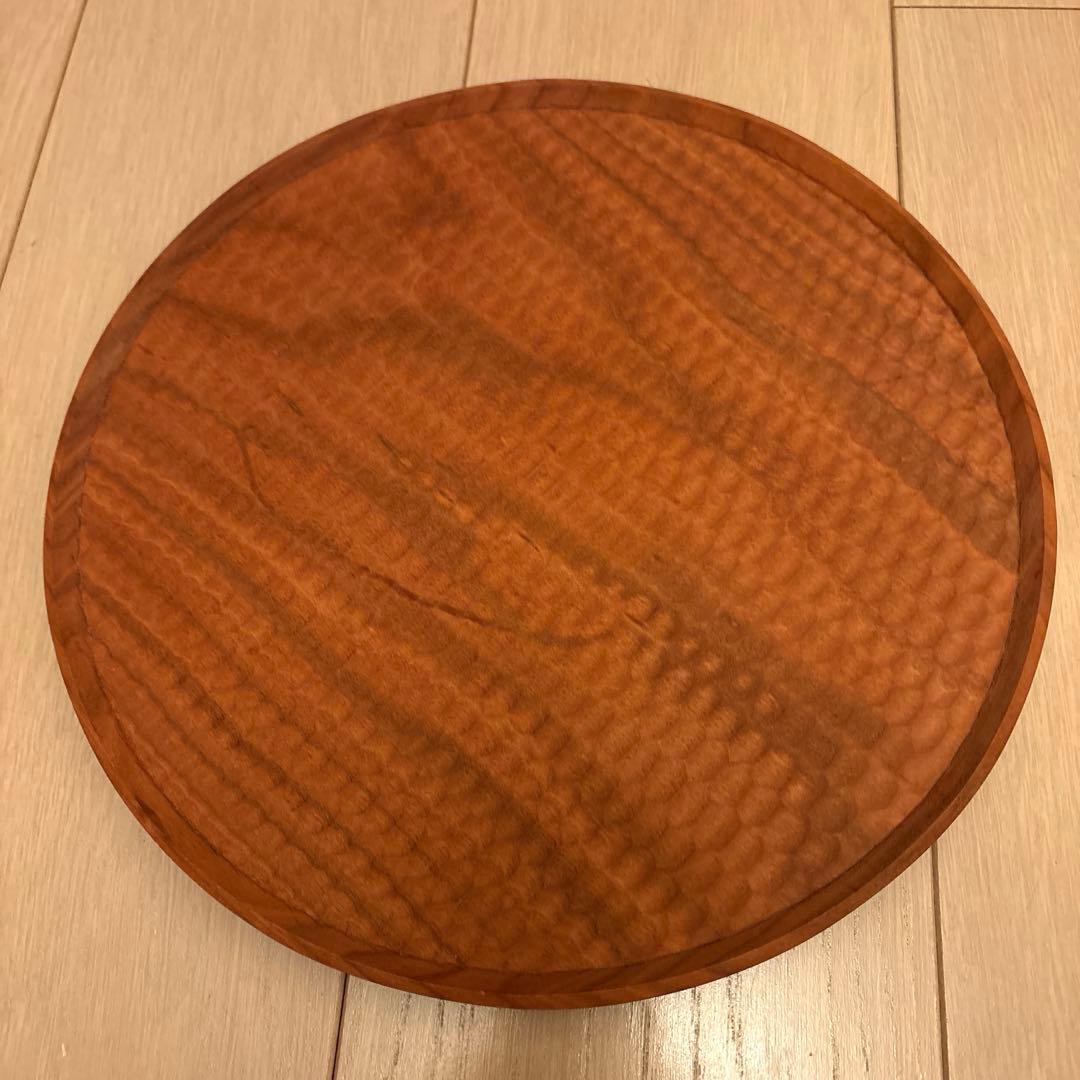 高塚和則　木工房玄　一人膳 丸盆 はちのす彫り 28cm