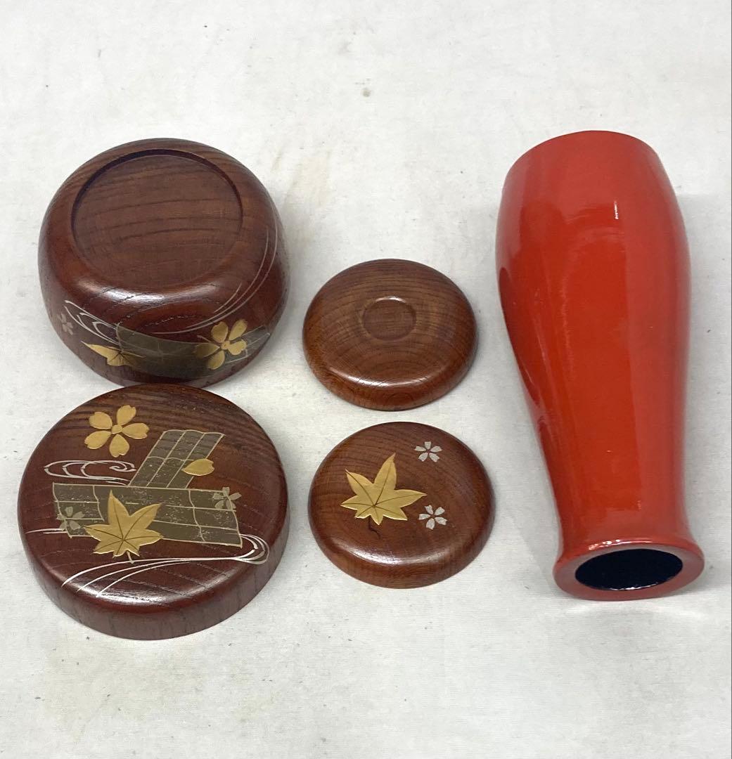 B546b 松竹梅鎌倉彫茶箱セット 13点　京焼　茶道具　内裏雛